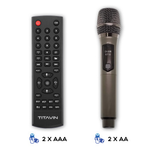 Колонка блютуз беспроводная с караоке и подсветкой 60Вт TITAVIN TI-SPF001